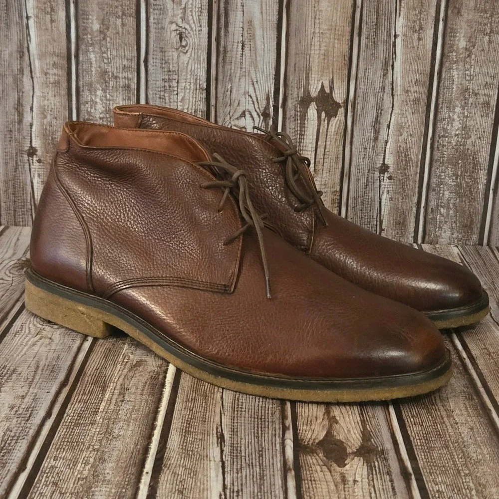 Sz 13 M Mens Johnston & Murphy Copeland Chukka Brown Leather Crepe Sole Boots